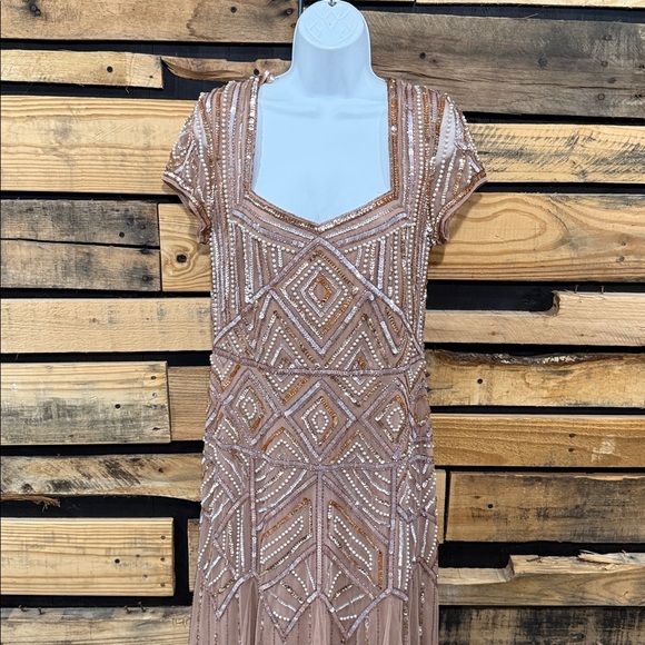 Adrianna Papell Beaded Gown in Nude and Silver - Picture 4 of 12